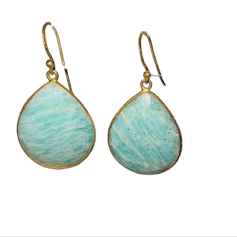 Amazonite & Gold Vermeil Over Sterling Silver Drop Dangle Earrings